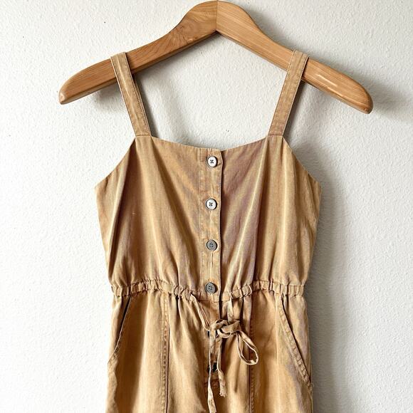 Alice + Olivia Tiana Tan Button-Front Patch-Pocket Jumpsuit Women’s Size 2 - Picture 3 of 14